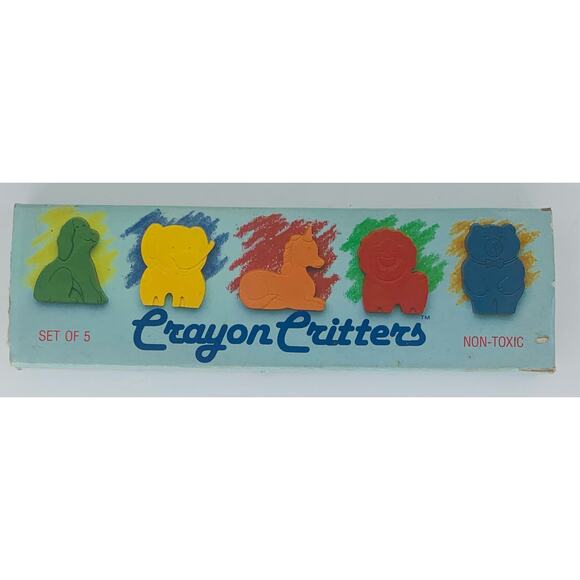 Crayon Critters Shaped Colors Dog Elephant Unicorn Lion Bear Set of 5 Non Toxic - Picture 2 of 8